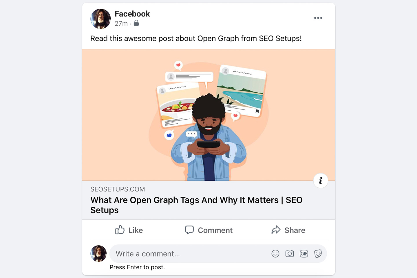 Facebook Rich Object using Open Graph tags