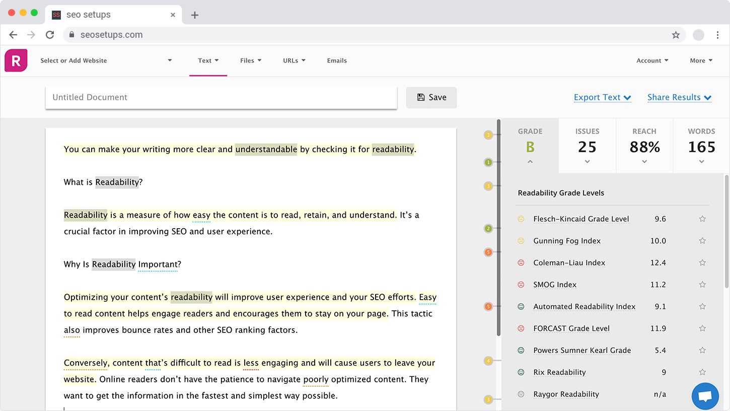 Content Readability Score