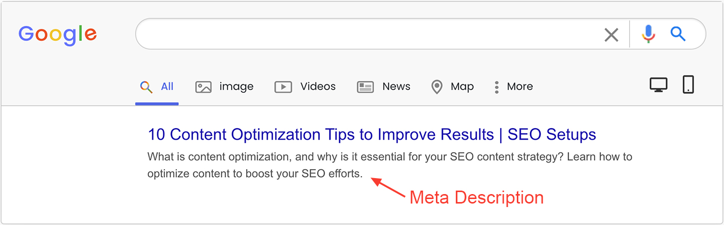 SEO Meta Description SERP Snippet