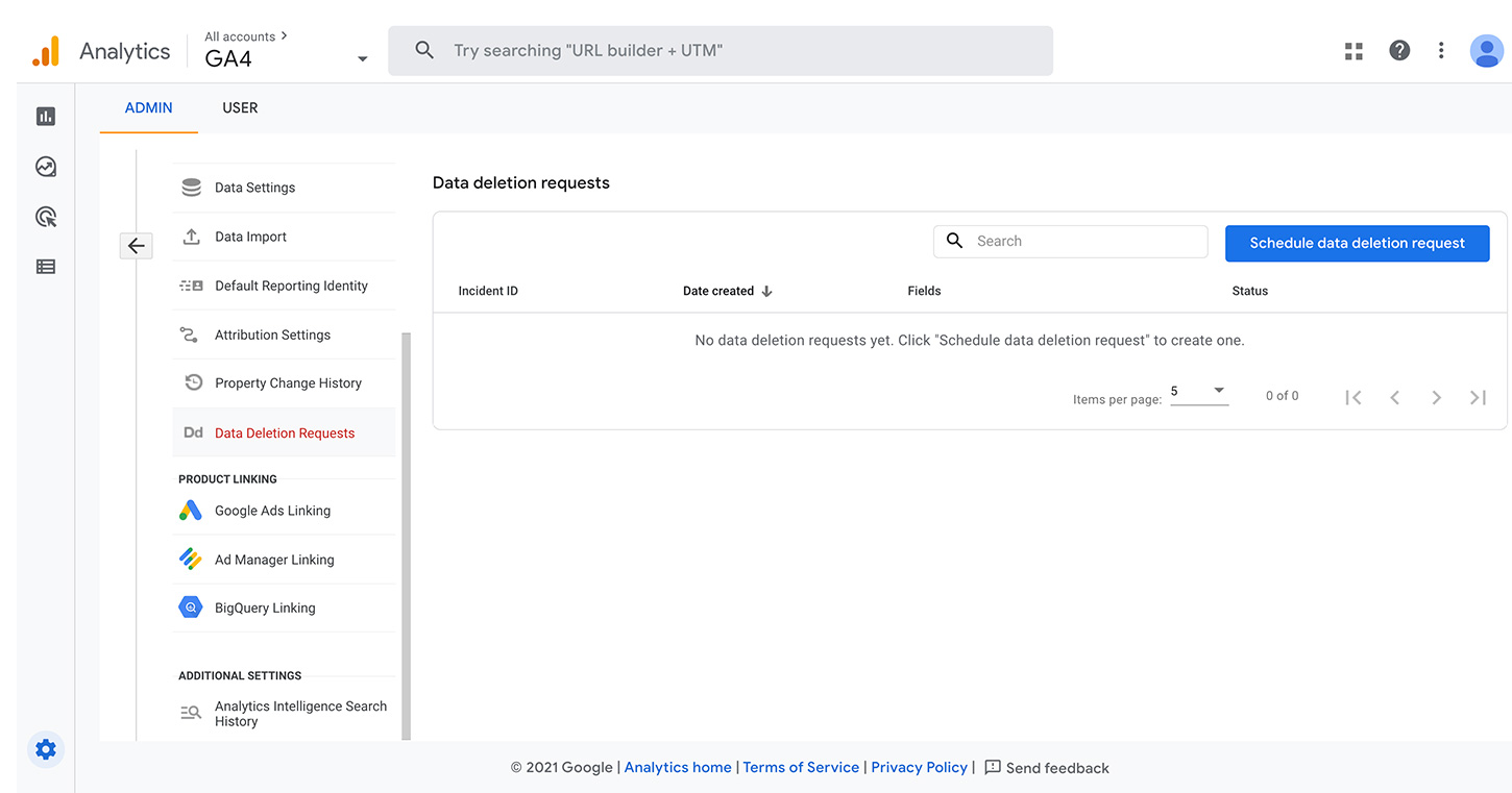GA4 Data Deletion Requests